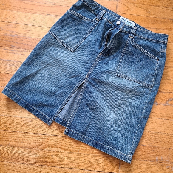 Denim Skirt Retro Style Old Navy Sz 14 100%Cotton..patch pockets & front slit - Picture 5 of 14
